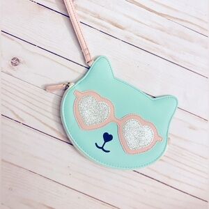 - NWOT Betsy Johnson Luv Betsy Cat Wristlet Purse Teal and Pink